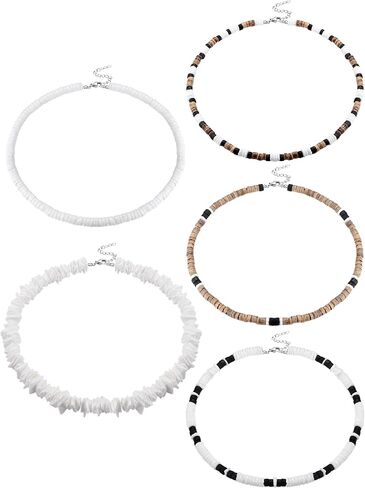 FASACCO Surfer Necklace for Men Puka Shell Necklace Men Sea Shell Necklace Beach Necklace Pookah Shells Choker Necklace in Kuwait