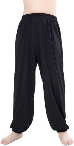 Libaobaoyo Kids Unisex Kung Fu Wide Pants Stretchy Elastic Waist Taichi Martial Arts Practice Trousers for Boys Girls in Saudi Arabia