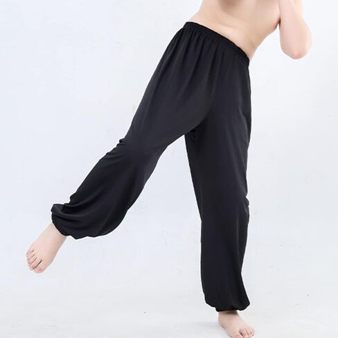 Libaobaoyo Kids Unisex Kung Fu Wide Pants Stretchy Elastic Waist Taichi Martial Arts Practice Trousers for Boys Girls in Saudi Arabia