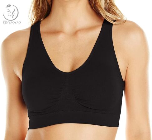 KINYAOYAO 3 Pack Women's Ultimate Comfy Medium Support Seamless Wireless Sports Bra with Removable Pads in Kuwait