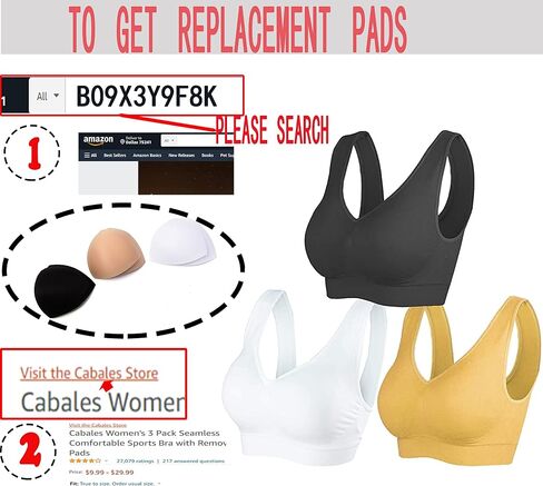 KINYAOYAO 3 Pack Women's Ultimate Comfy Medium Support Seamless Wireless Sports Bra with Removable Pads in Kuwait