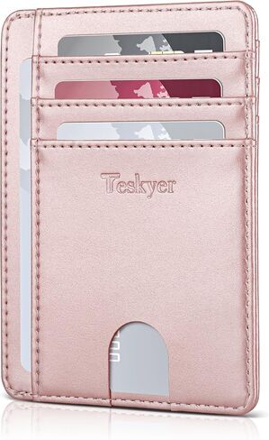 Teskyer Slim Wallet for Men, Minimalist Front Pocket RFID Blocking Leather Wallet Credit Card Holder for Men & Women in Saudi Arabia