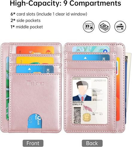 Teskyer Slim Wallet for Men, Minimalist Front Pocket RFID Blocking Leather Wallet Credit Card Holder for Men & Women in Saudi Arabia