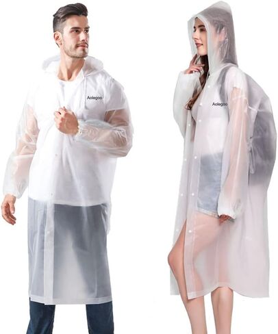 2 معطف مطر، معطف واق من المطر للبالغين قابل لإعادة الاستخدام مع أغطية وأكمام للتخييم، والسفر سيرًا على الأقدام، والمتنزهات الترفيهية، والحفلات الموسيقية in Kuwait