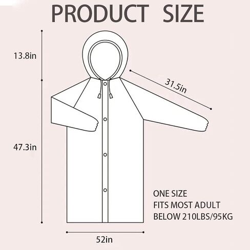 2 معطف مطر، معطف واق من المطر للبالغين قابل لإعادة الاستخدام مع أغطية وأكمام للتخييم، والسفر سيرًا على الأقدام، والمتنزهات الترفيهية، والحفلات الموسيقية in Kuwait