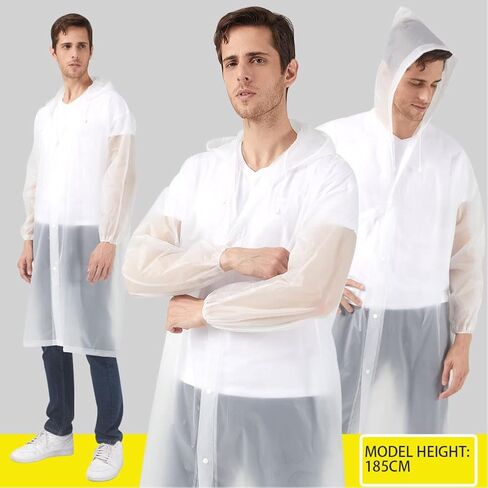 2 معطف مطر، معطف واق من المطر للبالغين قابل لإعادة الاستخدام مع أغطية وأكمام للتخييم، والسفر سيرًا على الأقدام، والمتنزهات الترفيهية، والحفلات الموسيقية in Kuwait