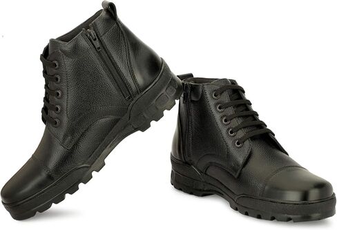 Men's Side Zip Ankle Leather Boots for Police, Commando in Saudi Arabia
