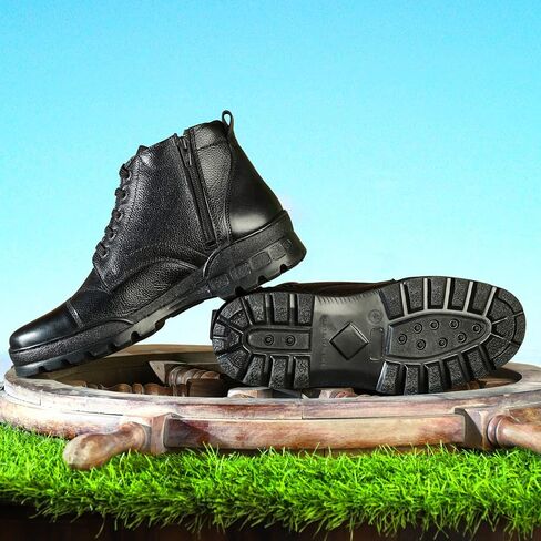 Men's Side Zip Ankle Leather Boots for Police, Commando in Saudi Arabia