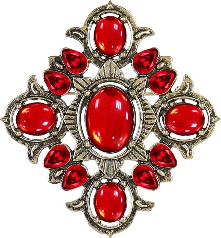 دبابيس على شكل هندسي عتيق للهالوين للنساء، دبابيس ملابس للحفلات، دبوس على شكل فيكتوري، بروش حجر الراين الأحمر، مجوهرات للنساء، B19B in Kuwait