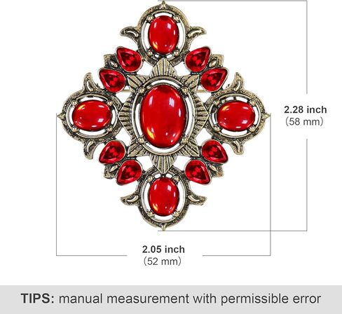 دبابيس على شكل هندسي عتيق للهالوين للنساء، دبابيس ملابس للحفلات، دبوس على شكل فيكتوري، بروش حجر الراين الأحمر، مجوهرات للنساء، B19B in Kuwait