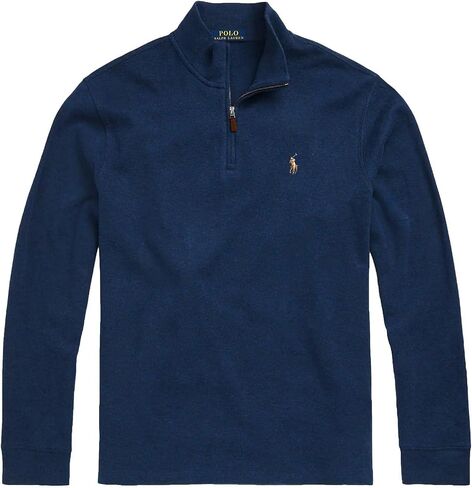 Polo Ralph Lauren Mens Estate-Rib Quarter-Zip Pullover Sweater (XXL, RoyalBlueHtrSigPny) Black in Saudi Arabia