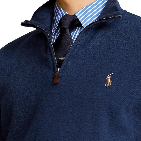 Polo Ralph Lauren Mens Estate-Rib Quarter-Zip Pullover Sweater (XXL, RoyalBlueHtrSigPny) Black in Saudi Arabia