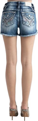 Miss Me Women's Pastel X Cross Stitch Mid-Rise Shorts with Faux Flap Pockets in Saudi Arabia