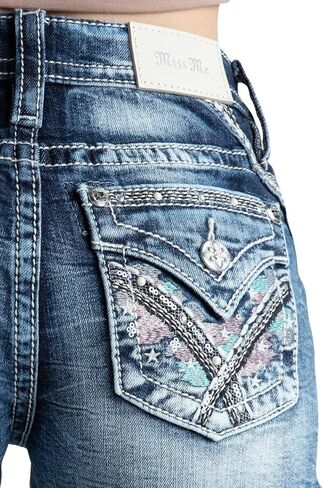Miss Me Women's Pastel X Cross Stitch Mid-Rise Shorts with Faux Flap Pockets in Saudi Arabia