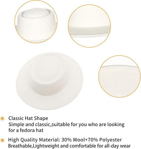 قبعات GEMVIE فيدورا للنساء والرجال، قبعة فطيرة لحم الخنزير، قبعات واسعة الحواف، قبعات الكنيسة ديربي in Kuwait