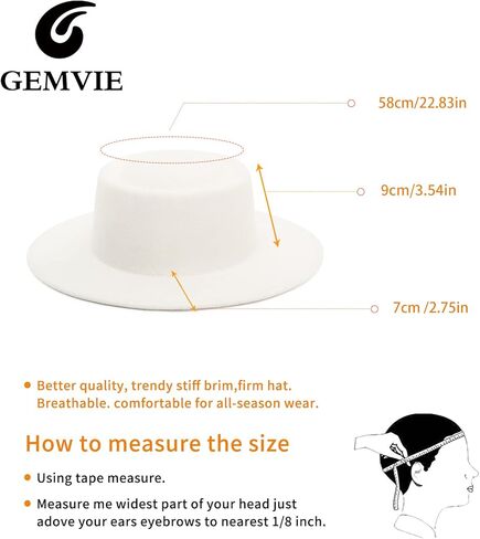 قبعات GEMVIE فيدورا للنساء والرجال، قبعة فطيرة لحم الخنزير، قبعات واسعة الحواف، قبعات الكنيسة ديربي in Kuwait