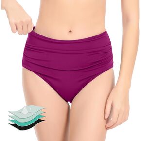 Kvitko Period Swimwear High Waisted Bathing Swimsuit Bottoms Tummy Control for Women Teens