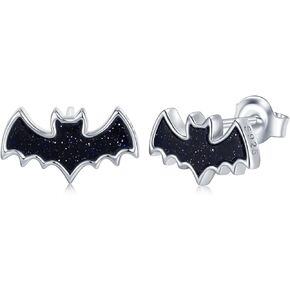 Black Bat Earrings 925 Sterling Silver Halloween Bat Stud Earrings Gothic Earrings Halloween Party Jewelry Gifts for Women Girls in Kuwait