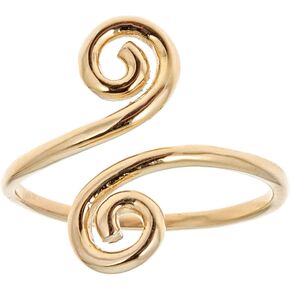 Ritastephens 14k Solid Gold Swirl Adjustable Ring or Toe Ring (Yellow or White)