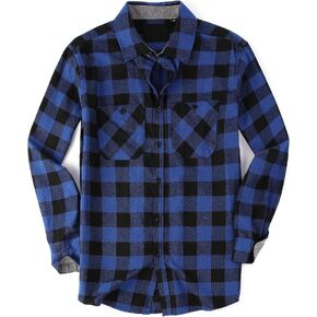 Damipow Premium Mens Flannel Shirt Long Sleeve Button Down Plaid Flannel Shirt