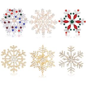 Christmas Snowflake Brooches for Women Xmas Crystal Brooch Pins Set for Girls Men Christmas Jewelry Gift for Family