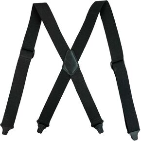 MELOTOUGH Airport Friendly Suspenders,NO buzz Plastic Clip 1.5 inch Fully Elastic Braces with Leather Patch