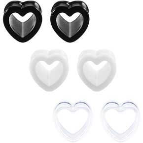 6 أزواج من أدوات قياس أنفاق الأذن من JFORYOU من الأكريليك على شكل قلب وموسعات الأذن وثقب الأذن للنساء والرجال in Kuwait