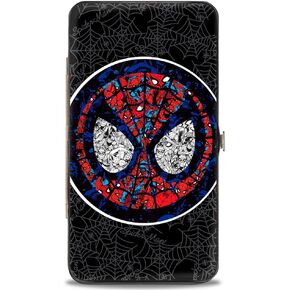 Buckle-Down mens Buckle-down Hinge - Stained Glass Spider-man Face/Signature Spider Webs Black/Gray/Blues/Reds Wallet, Multicolor, 7 x 4 US in Saudi Arabia