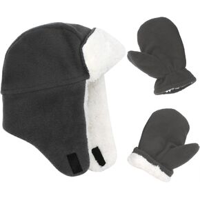 Baby Winter Hat Mittens Toddler Hats for Boys Girls Sherpa Lined Toddler Gloves Infant Baby Hat and Mitten Set