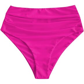 ZAFUL Women High Waisted Bikini Bottoms High Cut Tummy Control Bathing Suit Bottoms Swimsuit Bottom