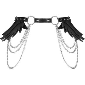 Women's Body Harness Leather Angel Wings Punk Garter Belt Leg Belt Waist Chains Adjustable Size Halloween Rave