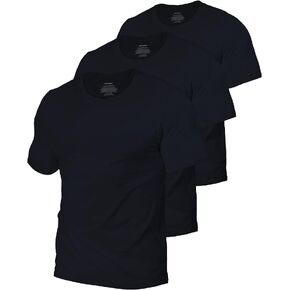 Comfneat Men's 3-Pack Stretchy Undershirts Crew Neck Long Back Hem T-Shirts