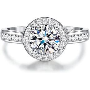 Moissanite Engagement Ring 1.65ct Brilliant Round Cut D Color VVS1 Clarity Lab Created Diamond Eternity Rings 18K White Gold Plated Hypoallergenic Sterling Silver Moissanite Wedding Rings for Women in Kuwait