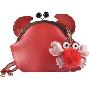 QZUnique Crab Shape Handbag with Crab Coin Purse Crossbody Bag Crayfish Shells Purse Detachable Shoulder Bag Women's Satchel