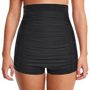 Mycoco Women's Super High Waist Swim Shorts Shirred Tummy Control Swimwear Tankini Bikini Bottoms in Saudi Arabia