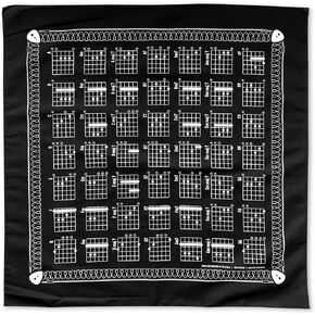 Colter Co. Guitar Chord Chart Bandana - 100% Cotton, Made in USA - Bandanas For Men, Bandanas For Women- Used for Head Bands, Handkerchief Bandana - Black Bandana - 22"x22" in Kuwait