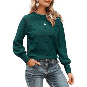 Miessial Women's Fall Floral Crewneck Knit Sweater Long Sleeve Casual Y2K Vintage Chunky Pullover Sweater Tops Trendy in Saudi Arabia