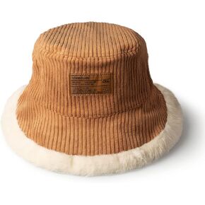 CHOK.LIDS Reversible Fur Bucket Hat Elegant Fuzzy Bucket Hat Corduroy Trendy Winter Hat Fluffy Warm Fashionable Fleece