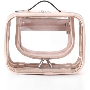 Lychii TSA Approved Toiletry Bag, Clear Travel Bag for Liquids Toiletries, Makeup Cosmetic Bag Organizer, Carry on Travel Accessories Essentials, Beige