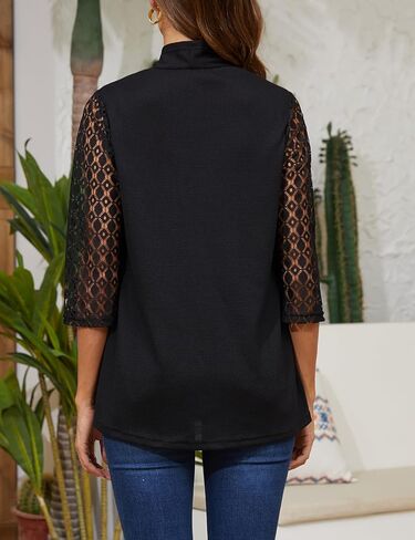 سترة نسائية من نسيج الوافل بأكمام دانتيل رقيقة 3/4، صيفية خفيفة الوزن ومسامية، متوفرة من S-XXXL in Kuwait