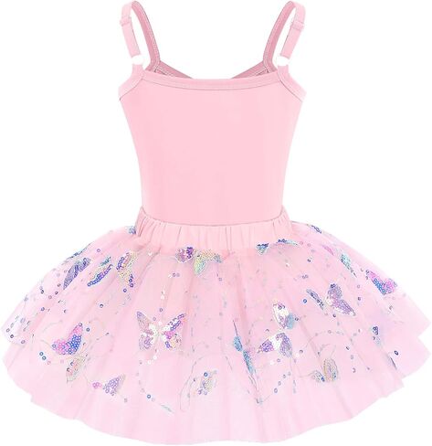 IBTOM CASTLE Kids Girls Dance Tutu Leotard with Ruffle Tulle Flower Ballet Dress for Toddler Gymnastics Skirted Dancewear in Saudi Arabia