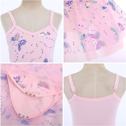IBTOM CASTLE Kids Girls Dance Tutu Leotard with Ruffle Tulle Flower Ballet Dress for Toddler Gymnastics Skirted Dancewear in Saudi Arabia