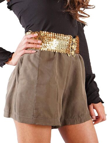Anna-Kaci Women's Sparkly Glitter Sequin Wide Stretch Elastic Belt Accessory in Saudi Arabia