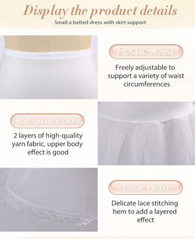 ميلي ميو تنورة على شكل كامل قابل للتعديل عند الخصر وتنورة حلقية للكرة، تنورة داخلية لفستان الزفاف، ابيض، مقاس واحد, أبيض, One Size in Kuwait