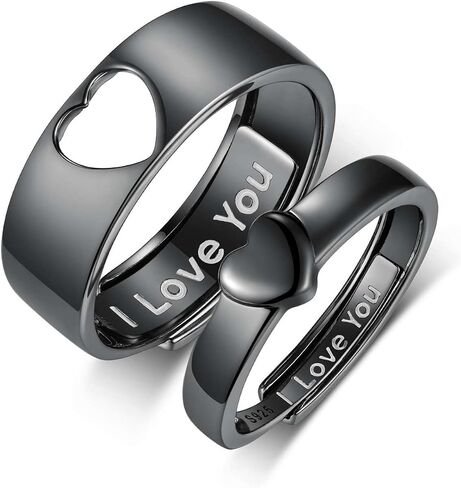 Couple Ring for Lovers 925 Sterling Silver promise rings for couples Adjustable Heart Matching Rings I Love You Wedding Ring in Saudi Arabia