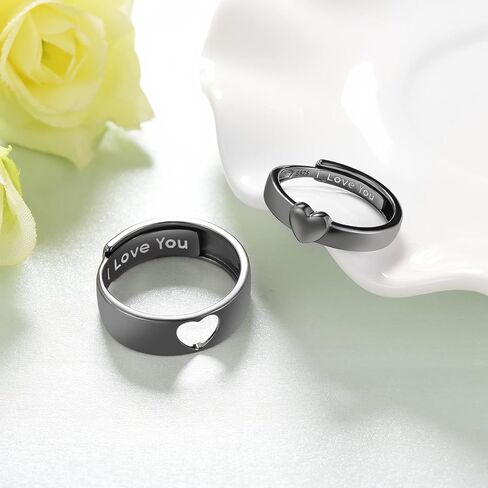 Couple Ring for Lovers 925 Sterling Silver promise rings for couples Adjustable Heart Matching Rings I Love You Wedding Ring in Saudi Arabia