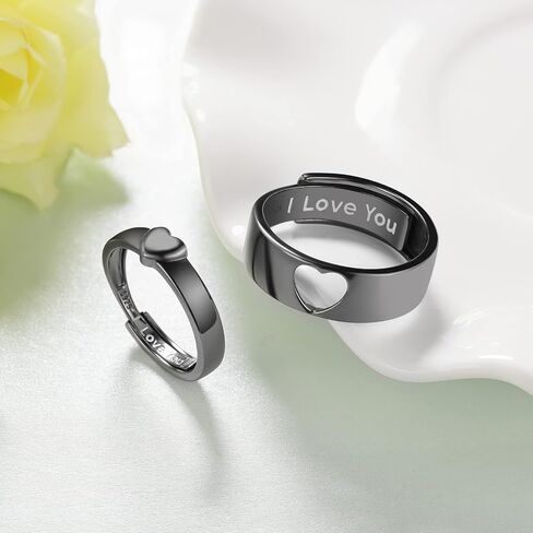 Couple Ring for Lovers 925 Sterling Silver promise rings for couples Adjustable Heart Matching Rings I Love You Wedding Ring in Saudi Arabia