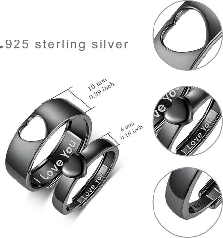 Couple Ring for Lovers 925 Sterling Silver promise rings for couples Adjustable Heart Matching Rings I Love You Wedding Ring in Saudi Arabia