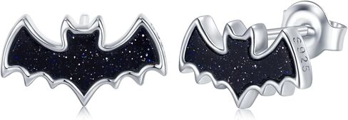 Black Bat Earrings 925 Sterling Silver Halloween Bat Stud Earrings Gothic Earrings Halloween Party Jewelry Gifts for Women Girls in Saudi Arabia