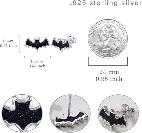 Black Bat Earrings 925 Sterling Silver Halloween Bat Stud Earrings Gothic Earrings Halloween Party Jewelry Gifts for Women Girls in Saudi Arabia